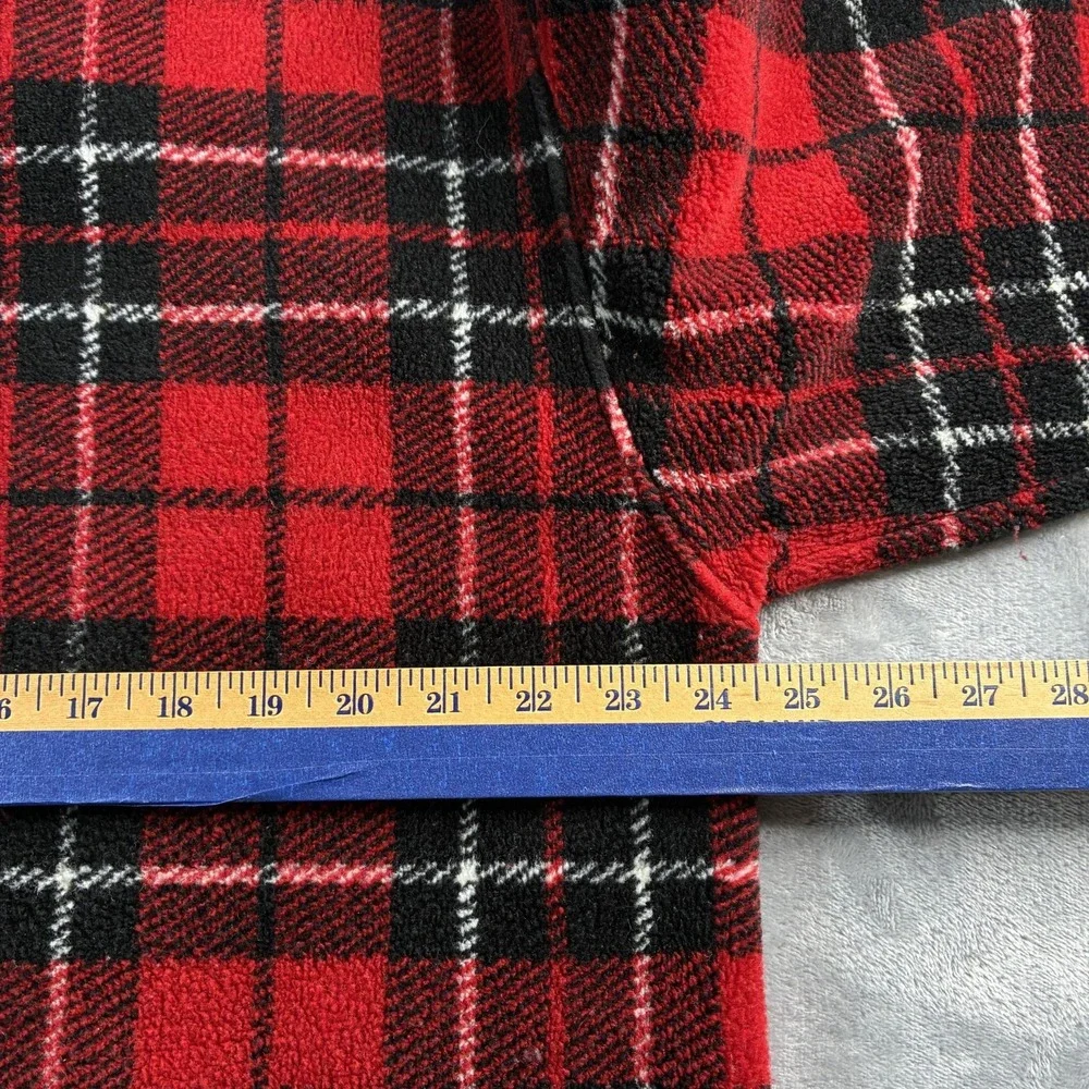 Lauren Ralph Lauren 1/4 Zip Plaid Fleece Men's Medium Red Tartan USA‎ Made VTG